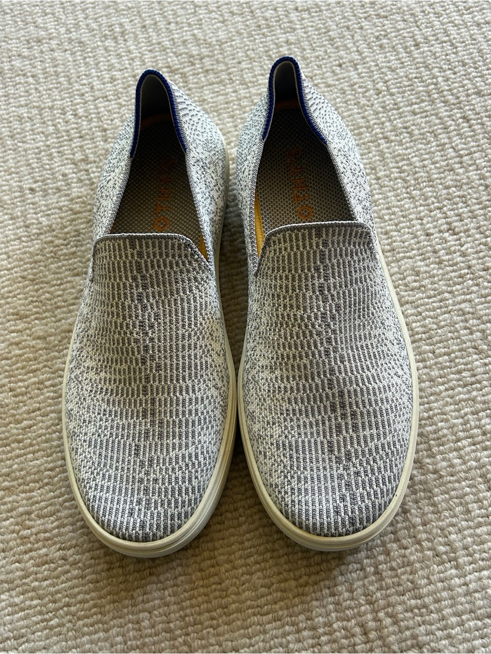 Rothy's Women's Slip-On Knit Sneakers - Gray and White